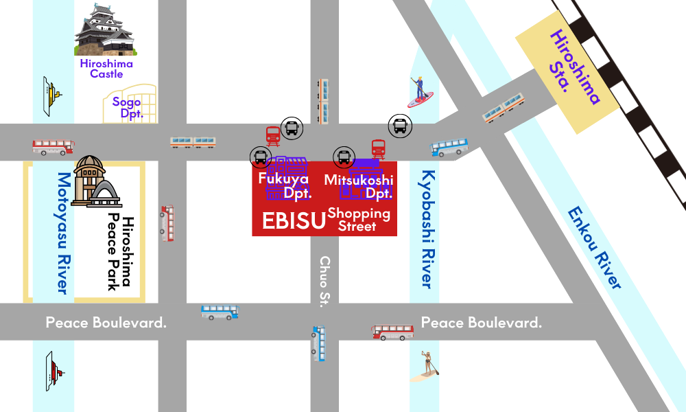 広島市内「えびす通り商店街」周辺MAP